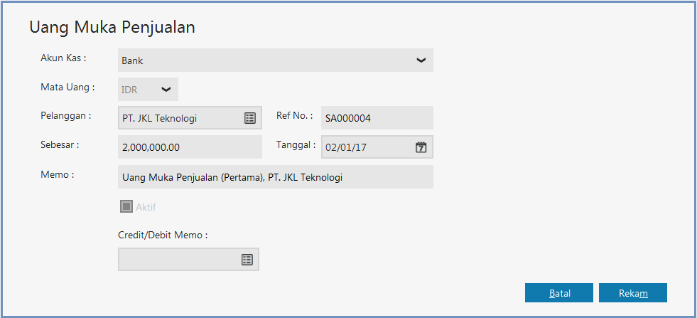 Cara Menginput Beberapa Uang Muka Untuk 1 Invoice Penjualan