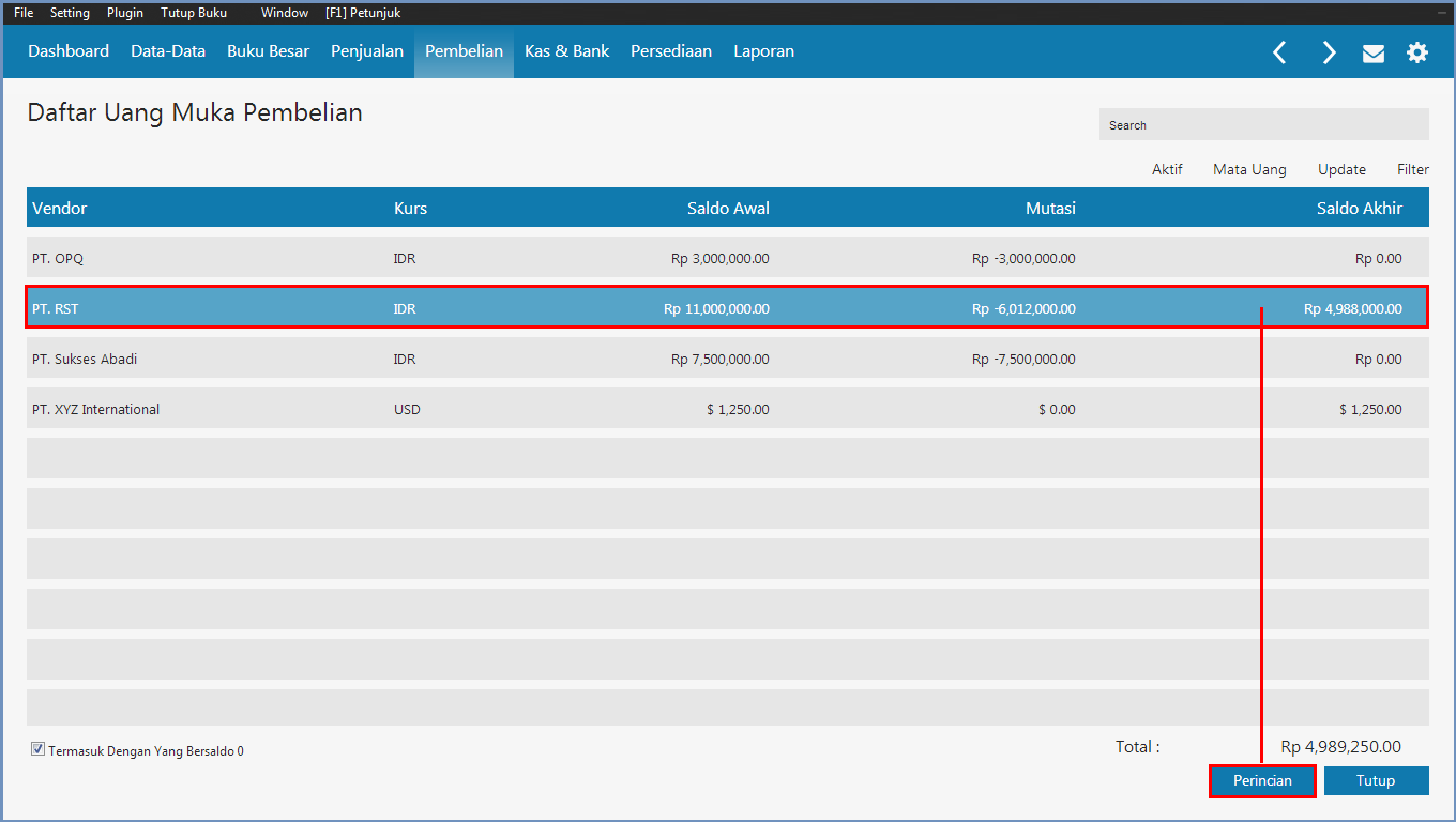 Cara Mengedit Transaksi Uang Muka Pembelian Pt Zahir