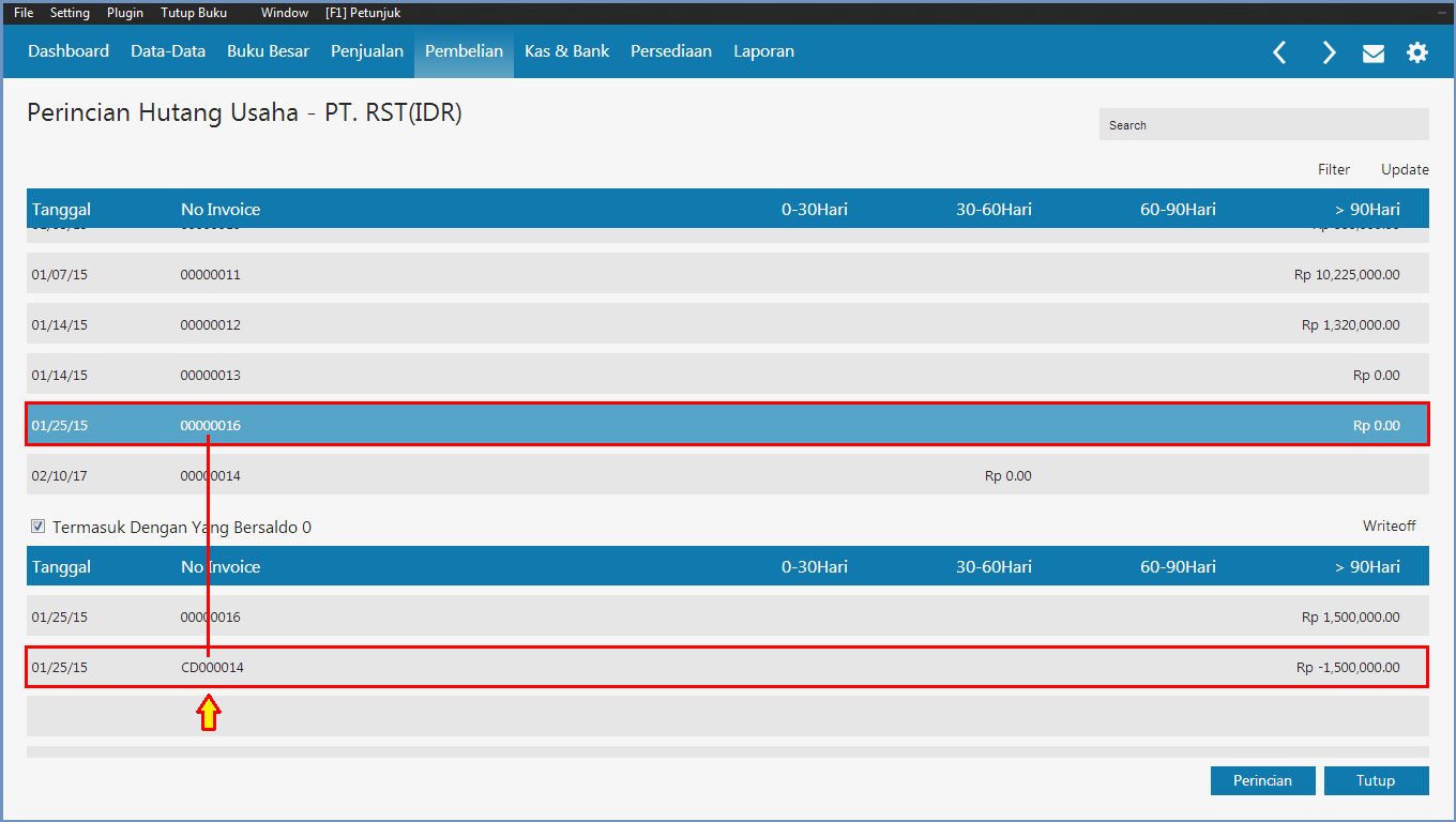 Cara Mengedit Transaksi Uang Muka Pembelian Pt Zahir
